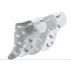 Vincent Creation® Dames Sneaker sokken "Grey Hearts" (4 paar)